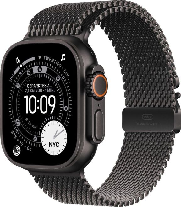 Apple Watch Ultra 3 Titanium Black Milanese Loop Black M